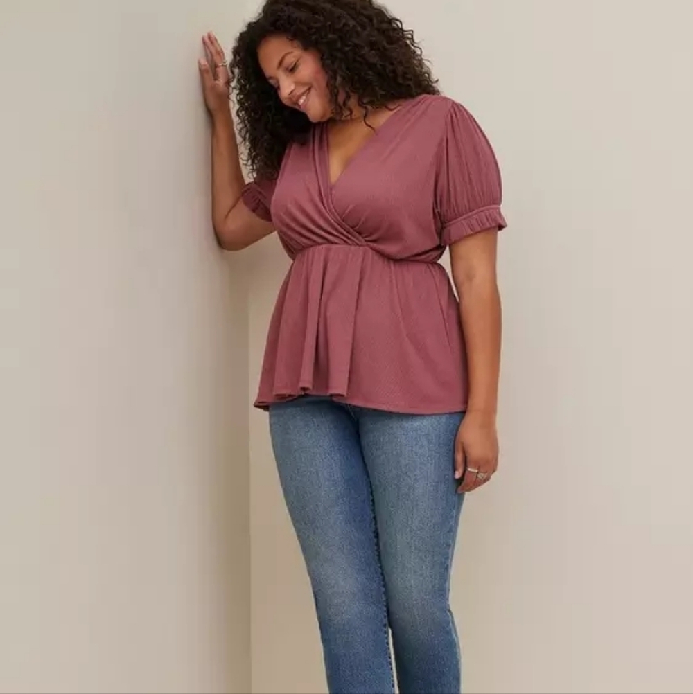 Torrid Ribbed Surplice Top 4X - Picture 2 of 6